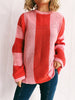 Color Block Round Neck Long Sleeve Sweater