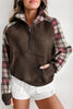 Plaid Half Zip Long Sleeve Sweatshirt