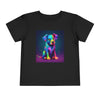 Toddler Tee — Neon Rainbow Puppy Graphic Kids T-Shirt
