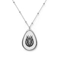 Silver Teardrop Lion Crown Oval Necklace Jewelry Gift
