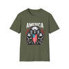 Patriotic Flames & Flag America Eagle Skull T-Shirt