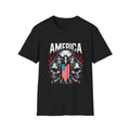 Patriotic Flames & Flag America Eagle Skull T-Shirt