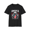 Patriotic Flames & Flag America Eagle Skull T-Shirt