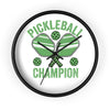 Green Paddle Pickleball Champion Wall Clock