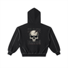 Skull Fracture Tormented Stitched Boxy Fleece Zip Hoodie