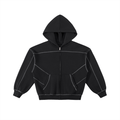 Skull Fracture Tormented Stitched Boxy Fleece Zip Hoodie