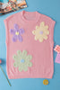 Crochet Flower Round Neck Sweater Vest