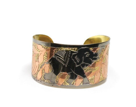 New Women's Brass & Copper Elephant Bracelet