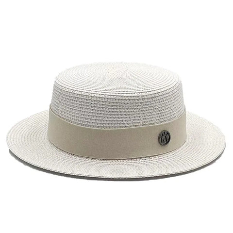 New Men's White & Beige Summer Beach Hat (56-58cm)