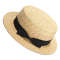 New Men’s Straw Boater Black Band Fedora Dress Hat (Size 56-58CM)