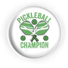 Green Paddle Pickleball Champion Wall Clock