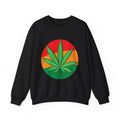 Rasta Circle Graphic Marijuana Leaf Crewneck Sweatshirt