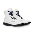 Women's Baby Daddies White Leather Fur-Lined Lace-Up Boots