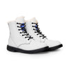Women's Baby Daddies White Leather Fur-Lined Lace-Up Boots