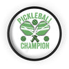 Green Paddle Pickleball Champion Wall Clock