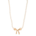 Pearl Ribbon Bow Pendant Necklace