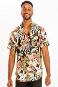 Mens Print Hawaiian Button Down Shirt
