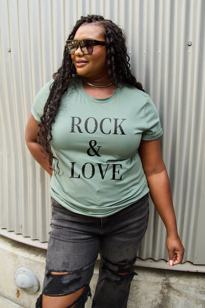 Simply Love Full Size ROCK ��� LOVE Short Sleeve T-Shirt