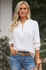 Half Button Puff Sleeve Blouse