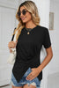Ruched Round Neck Short Sleeve T-Shirt