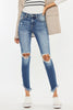 Kancan High Waist Distressed Raw Hem Ankle Skinny Jeans