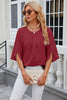Round Neck Slit Half Sleeve Top