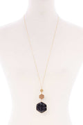 Marbling Natural Stone Pendant Long Necklace