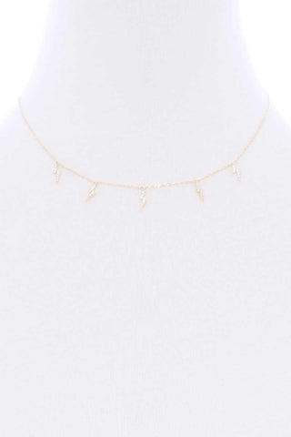 Lightning Stone Charm Metal Necklace