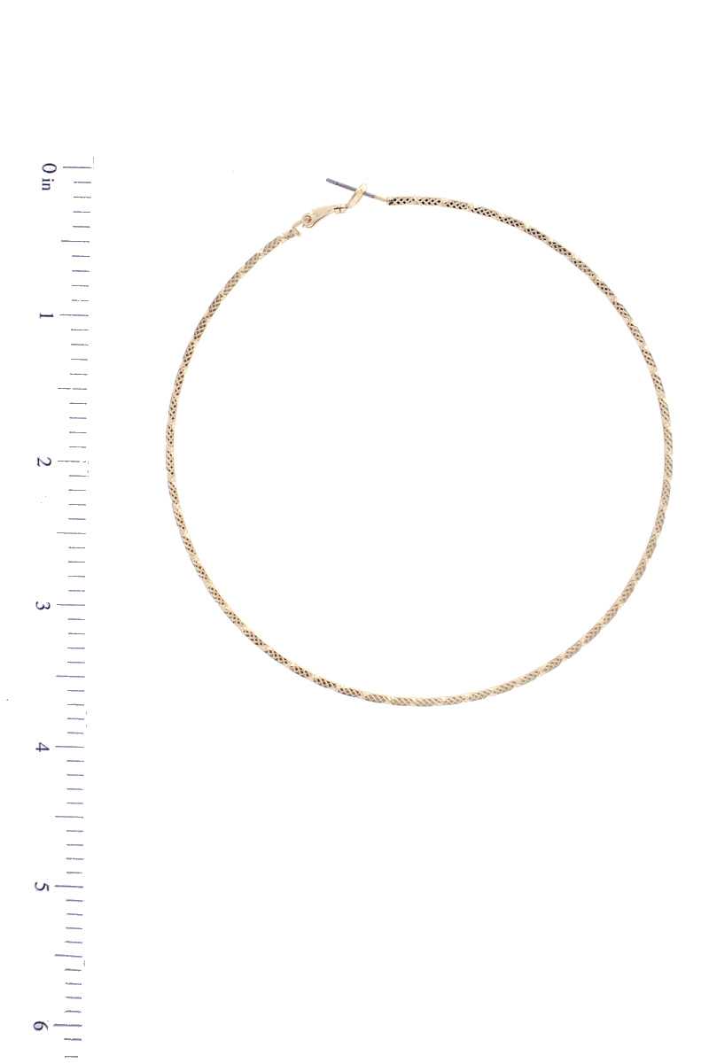 Textured Lined Metal Hoop Earring