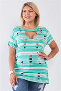 Plus Striped And Distressed Cut-out Top