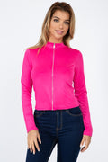 Mock Neck Zip Front Crop Top