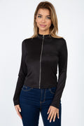 Mock Neck Zip Front Crop Top