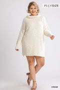 High Cowl Neck Boucl�� Long Sleeve Sweater Dress