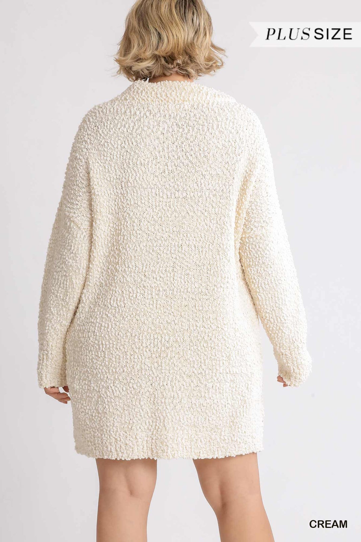 High Cowl Neck Boucl�� Long Sleeve Sweater Dress