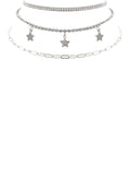 Rhinestone Star Charm 3 Layered Necklace