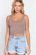 Scoop Neck 2 Ply Crop Tank Top