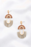 Wood Acetate Oval Dangle Earring