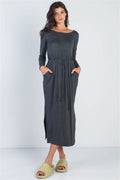 Midi Sleeve Basic Maxi Dress