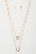 Double Crystal Metal Layered Necklace