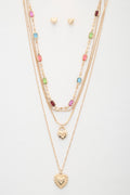 Heart Charm Beaded Layered Necklace