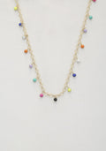 Beaded Circle Link Metal Necklace