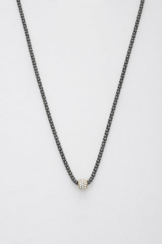 Rhinestone Bead Wheat Link Metal Necklace