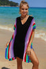 Double Take Openwork Striped Slit Knit Cover Up