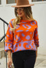 Leopard Round Neck Dropped Shoulder Sweater