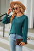 Round Neck Smocked Flounce Sleeve Blouse
