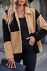 Color Block Snap Down Collared Neck Jacket