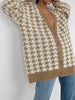 Houndstooth Button Up Long Sleeve Cardigan
