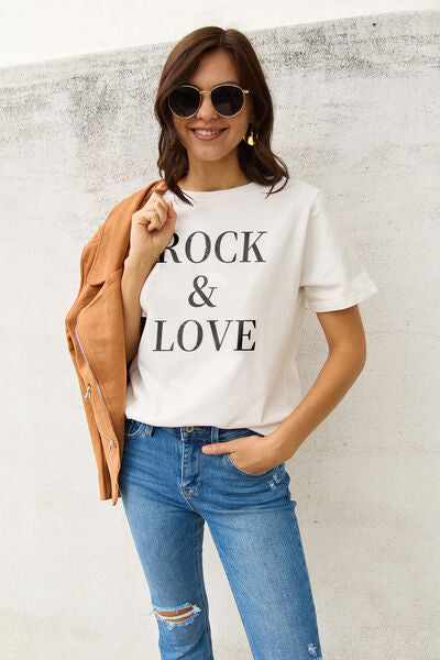 Simply Love Full Size ROCK ��� LOVE Short Sleeve T-Shirt